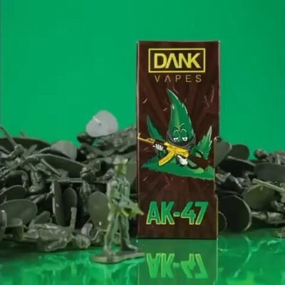 Assorted Dank Vapes cartridges including La Confidential, King Louie, Sour Apple, AK 47, Bubble Gum, Birthday Cake, and more.