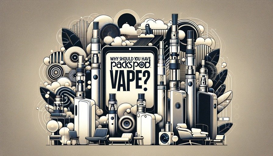 An image featuring a vapes in the background, highlighting packspod vape flavors and the packspod disposable vape.